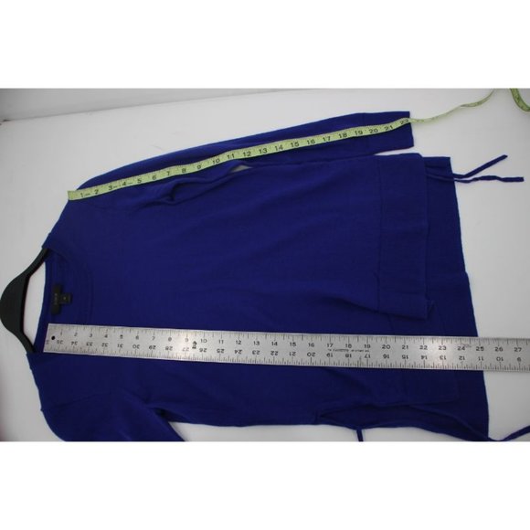 J.Crew sweater Women XS Merino Wool Crew Neck Long Sleeve Blue Side Slit Tie - Picture 6 of 9